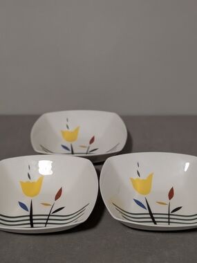 Mikasa Charisma Floral Square Bowls Set Of 3 #AN019 Bone China Vintage 2002